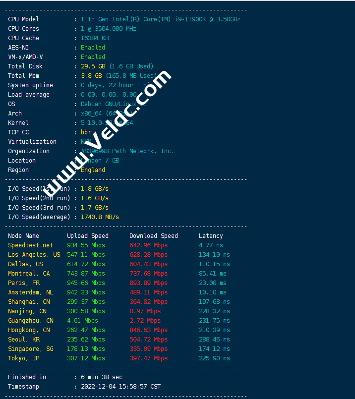 EUGameHost：英国高防VPS测评，速度延迟、路由丢包、性能、流媒体解锁等数据分享