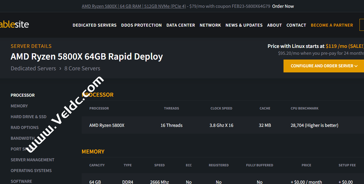 ReliableSite：美国服务器促销，AMD Ryzen 5800X/64GB DDR4/512 GB NVMe/1Gbps不限流量，可选纽约/迈阿密或洛杉矶机房，月付79美元