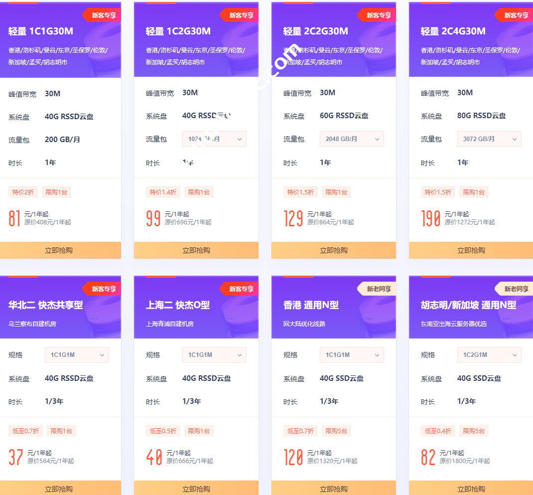 UCloud：香港云主机年付88元起，海外轻量云服务器，1C1G30M@200GB，年付285元起，可选首尔/台北/香港/东京/新加坡/曼谷/洛杉矶等机房