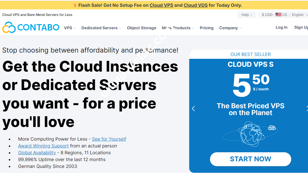 Contabo：flash sale闪购免安装费，德国高配VPS，4核AMD EPYC  7282/8G内存/200GSSD或50GNVMe/32T流量，月付$5.5起