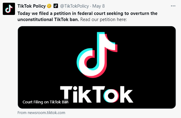 TikTok创作者集体起诉美国政府，美国富豪欲竞购TikTok美国业务？