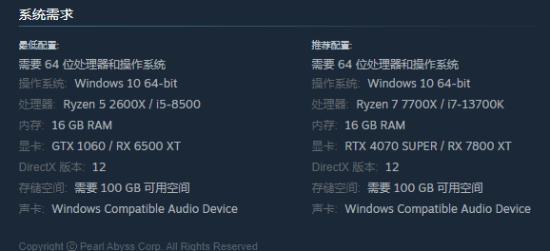 单机游戏《红色沙漠》发布PC配置，官方推荐RTX 4070S显卡！